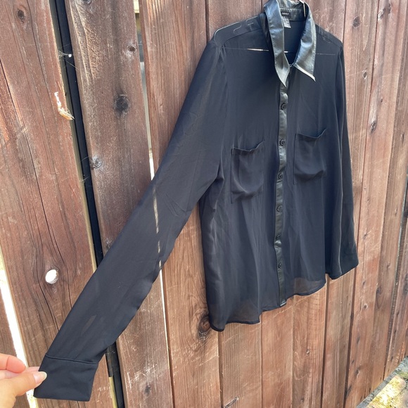 FOREVER 21 | Women’s Sheer Collar Button Up Blouse - Picture 3 of 8